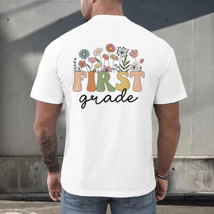 First Grade Teacher Wildflower Back To School Floral Outfits Men's Back Print T-Shirt, gift for family, gift for coworker First Grade Teacher Wildflower Back To School Floral Outfits Men's Back Print T-Shirt, gift for family, gift for coworker