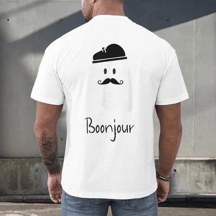French Teacher Halloween Bonjour Ghost Men's Back Print T-Shirt, gift for family, gift for coworker French Teacher Halloween Bonjour Ghost Men's Back Print T-Shirt, gift for family, gift for coworker