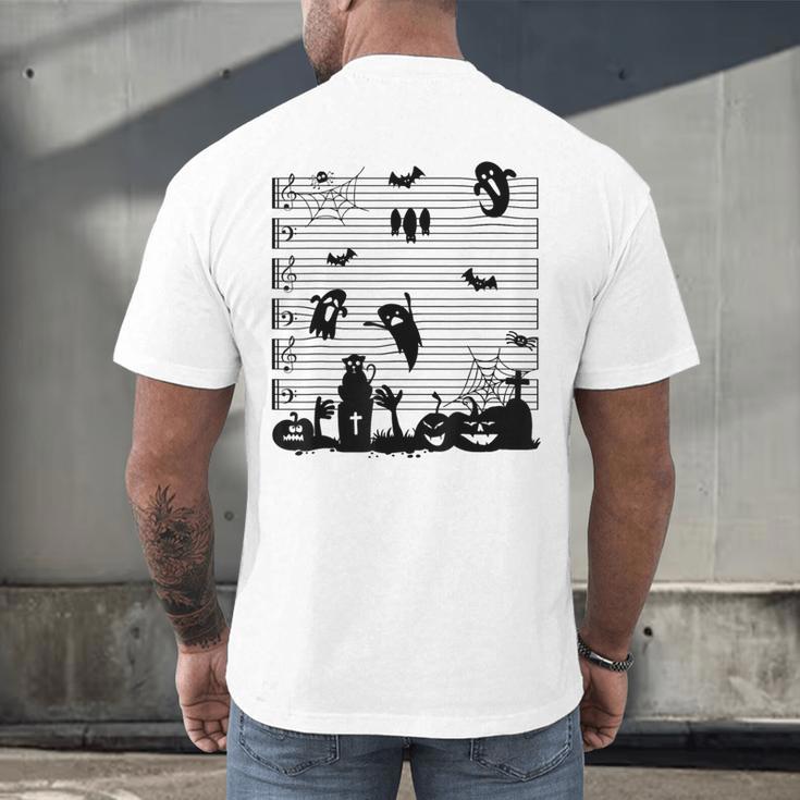 Halloween Music Note Clefs Spooky Ghost For Music Teacher Men's Back Print T-Shirt, gift for family, gift for coworker Halloween Music Note Clefs Spooky Ghost For Music Teacher Men's Back Print T-Shirt, gift for family, gift for coworker
