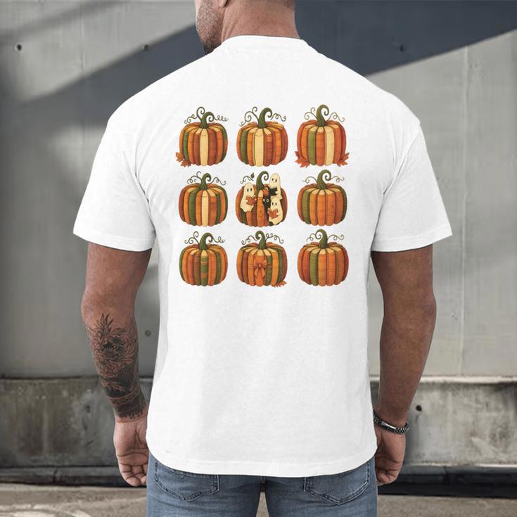 Halloween Teacher Fall Book Pumpkin Retro Reading Men's Back Print T-Shirt, gift for family, gift for coworker Halloween Teacher Fall Book Pumpkin Retro Reading Men's Back Print T-Shirt, gift for family, gift for coworker