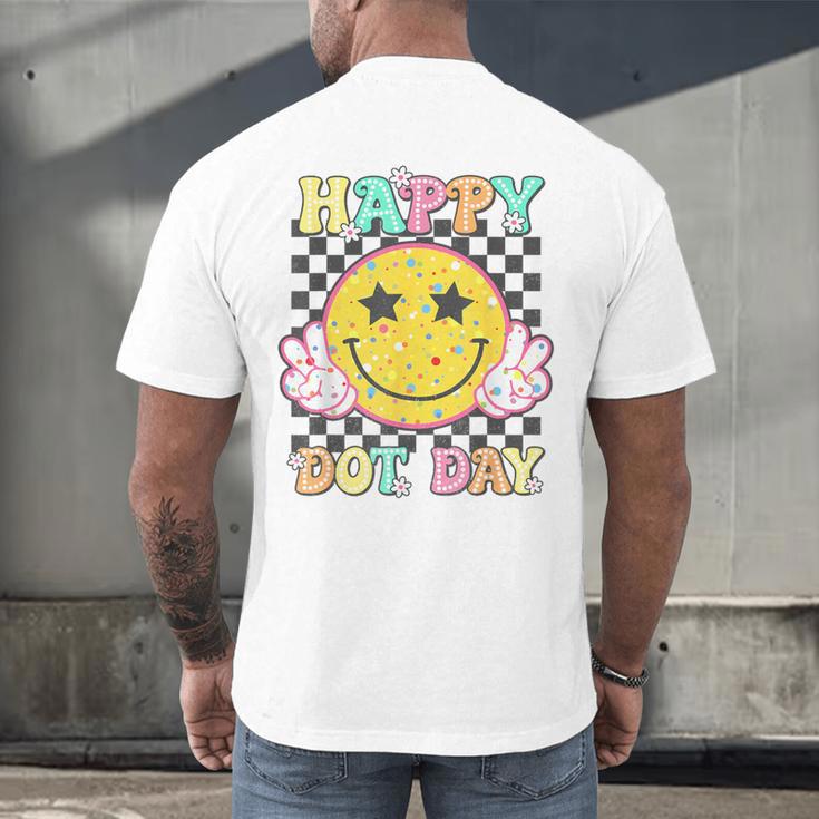 Happy Dot Day Hippie Flowers Smile Face Groovy Teacher Kids Men's Back Print T-Shirt, gift for family, gift for coworker