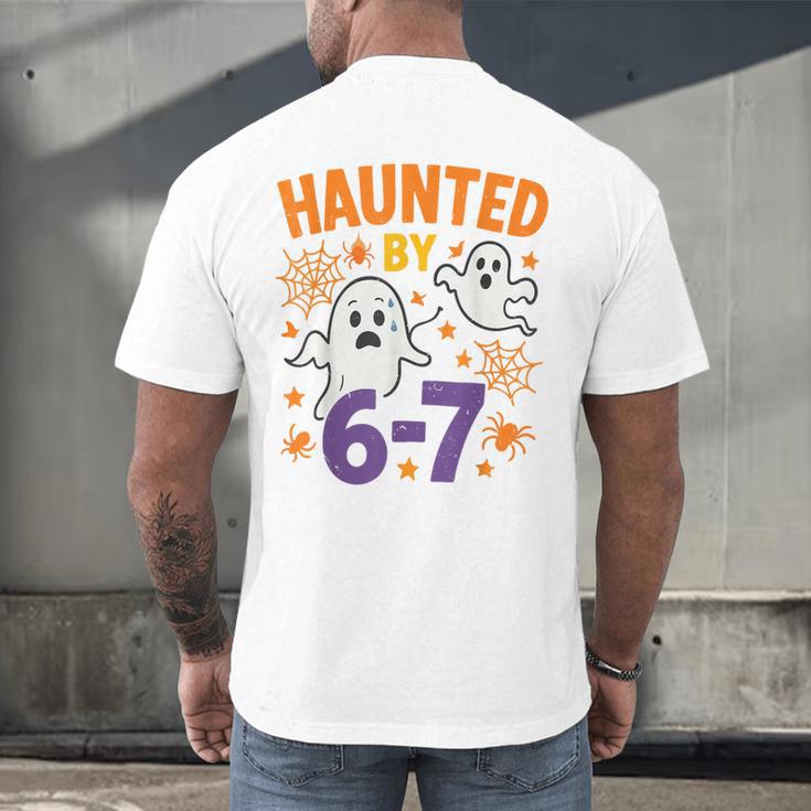Haunted 67 Ghost Math Teacher Halloween Costume Math Pun Men's Back Print T-Shirt, gift for family, gift for coworker