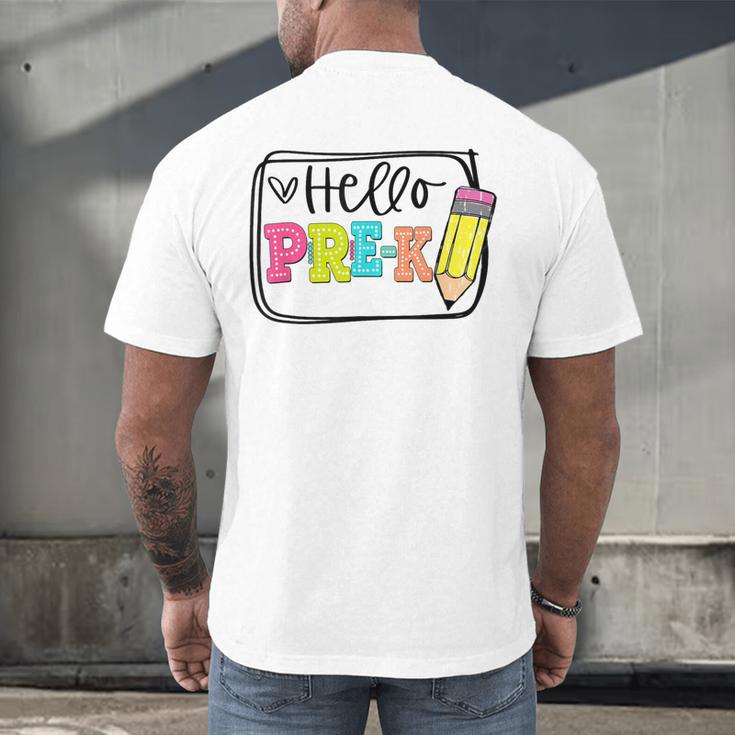 Hello Pre-K Team Preschool Teacher Kids Back To School Men's Back Print T-Shirt, gift for family, gift for coworker