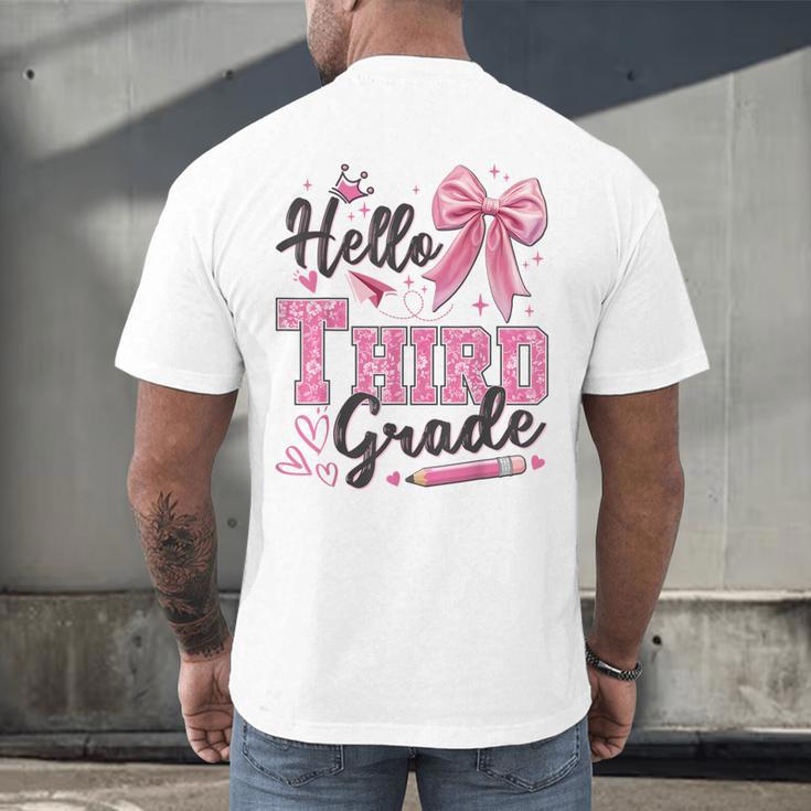 Hello Third Grade First Day Of School Coquette Teacher Girl Men's Back Print T-Shirt, gift for family, gift for coworker Hello Third Grade First Day Of School Coquette Teacher Girl Men's Back Print T-Shirt, gift for family, gift for coworker