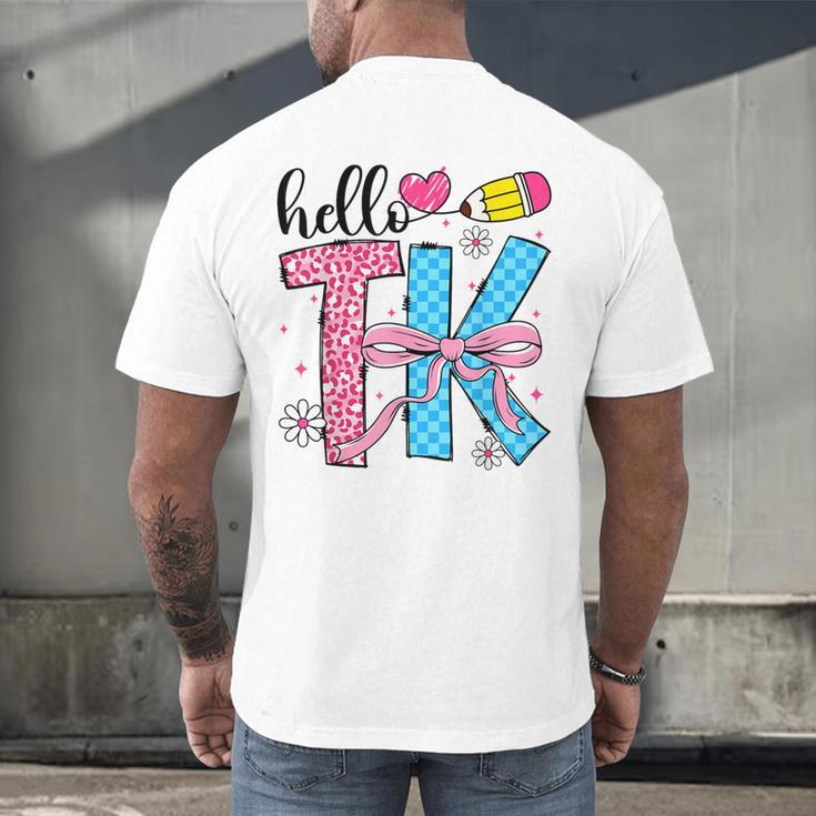 Hello TK Transitional Kindergarten Back To School Teacher Men's Back Print T-Shirt, gift for family, gift for coworker Hello TK Transitional Kindergarten Back To School Teacher Men's Back Print T-Shirt, gift for family, gift for coworker