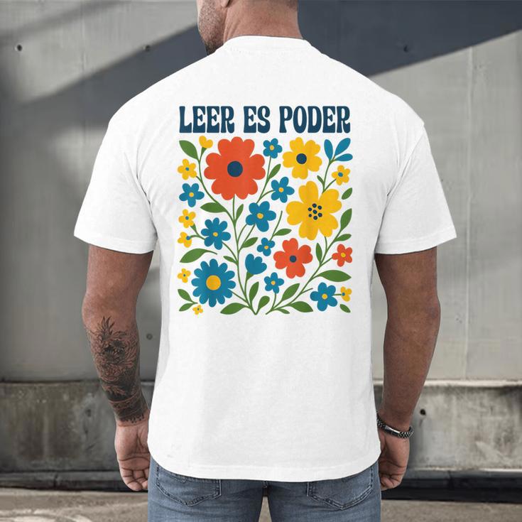 Leer Es Poder Cute Floral Boho Spanish Teacher Reading Men's Back Print T-Shirt, gift for family, gift for coworker Leer Es Poder Cute Floral Boho Spanish Teacher Reading Men's Back Print T-Shirt, gift for family, gift for coworker