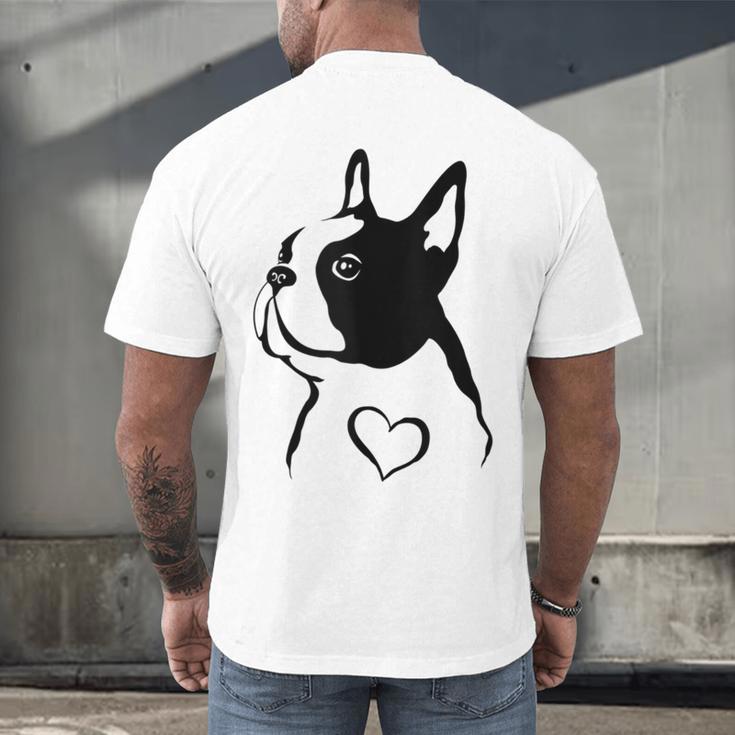 I Love My Boston Terrier Dog With Heart Men's Back Print T-Shirt, gift for family, gift for coworker