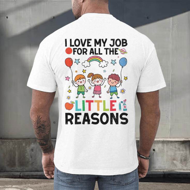 Love Job For Little Reasons Daycare Teacher Graphic Men's Back Print T-Shirt, gift for family, gift for coworker