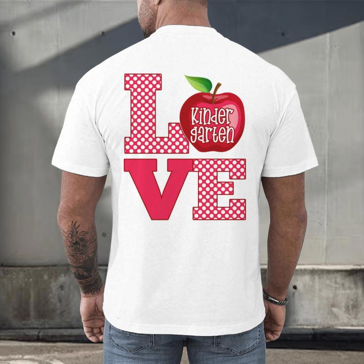 Love Kindergarten Cute Apple School Teacher Men's Back Print T-Shirt, gift for family, gift for coworker