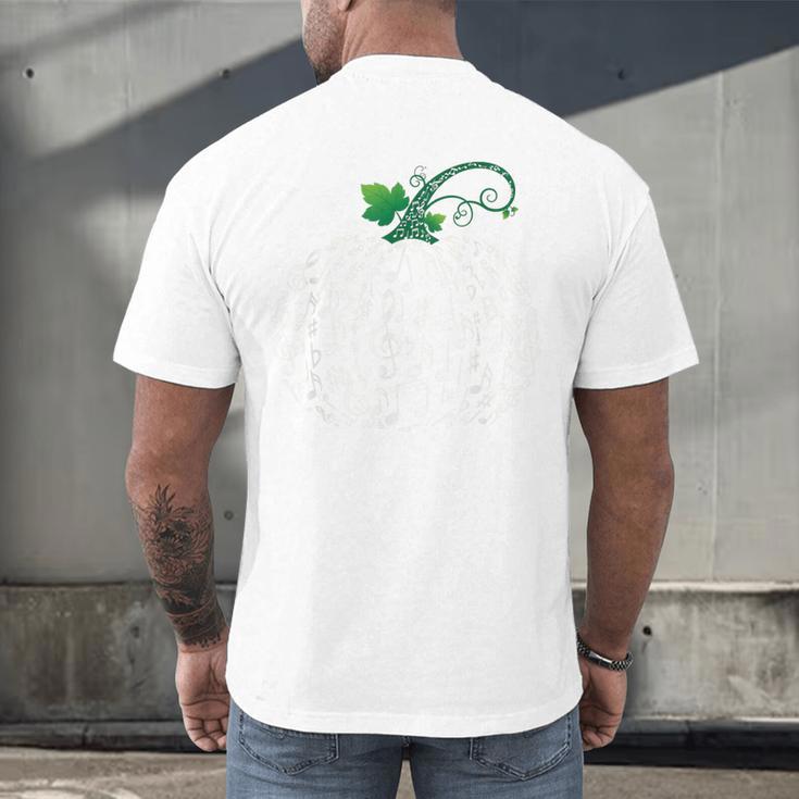 Music Notes Pumpkin Fall Music Teacher Men's Back Print T-Shirt, gift for family, gift for coworker