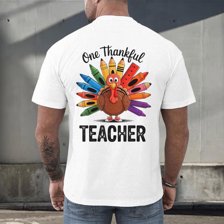 One Thankful Teacher Thanksgiving TurkeyCute Pencil Men's Back Print T-Shirt, gift for family, gift for coworker One Thankful Teacher Thanksgiving TurkeyCute Pencil Men's Back Print T-Shirt, gift for family, gift for coworker