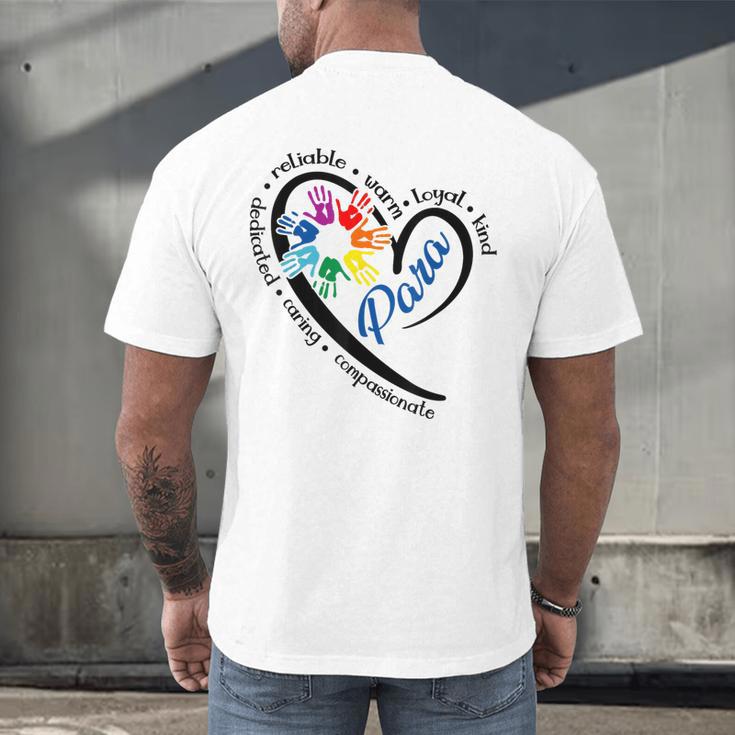 Para Heart Teacher Paraprofessional Paraeducator Men Women Men's Back Print T-Shirt, gift for family, gift for coworker Para Heart Teacher Paraprofessional Paraeducator Men Women Men's Back Print T-Shirt, gift for family, gift for coworker