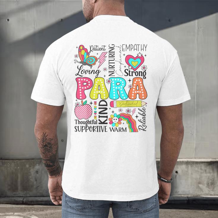 Para Paraprofessional Paraeducator Teacher Back To School Men's Back Print T-Shirt, gift for family, gift for coworker Para Paraprofessional Paraeducator Teacher Back To School Men's Back Print T-Shirt, gift for family, gift for coworker