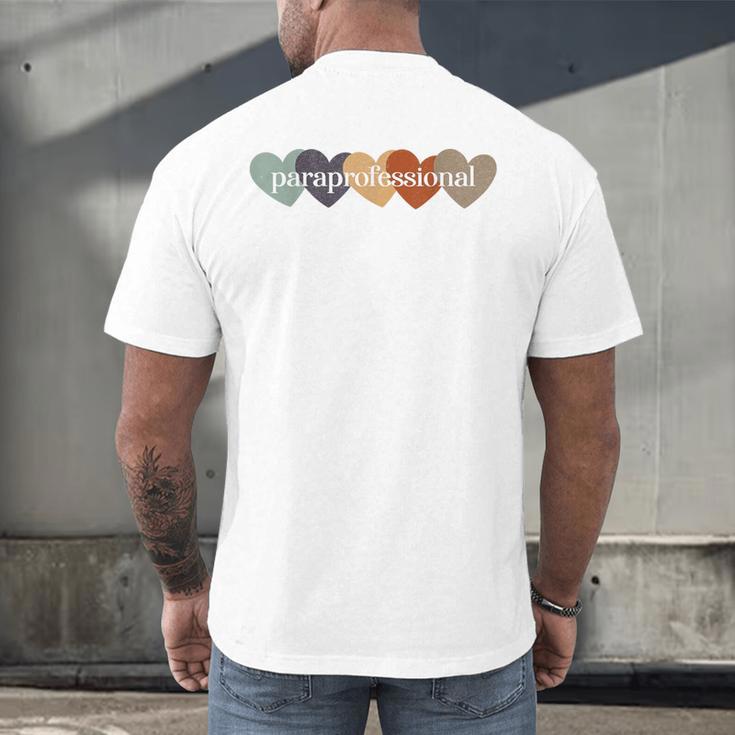 Paraprofessional Teacher Hearts Back To School Teach Rainbow Men Women Kids Men's Back Print T-Shirt, gift for family, gift for coworker