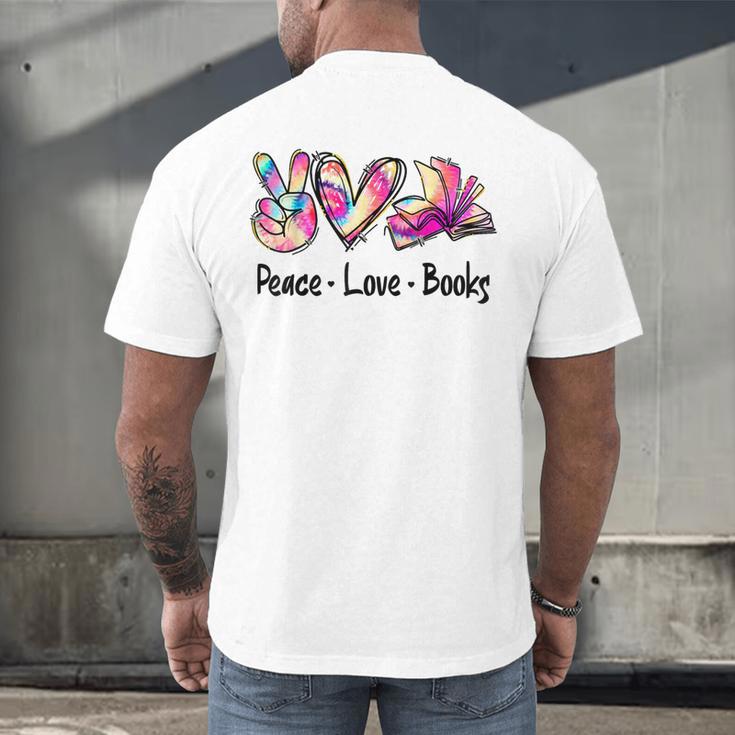 Peace Love Books Librarian Teacher Life Book Library Tie Dye Men's Back Print T-Shirt, gift for family, gift for coworker Peace Love Books Librarian Teacher Life Book Library Tie Dye Men's Back Print T-Shirt, gift for family, gift for coworker
