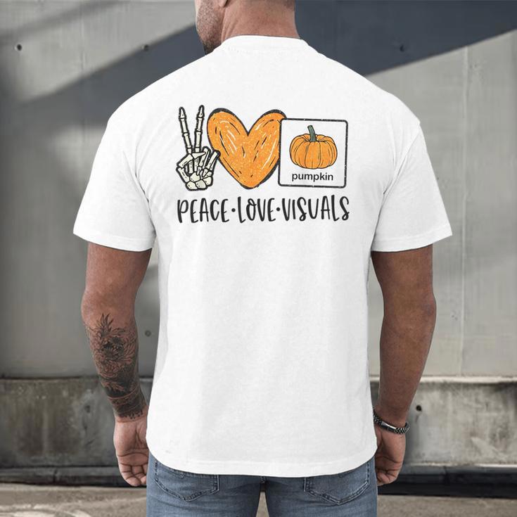 Peace Love Visuals Sped Teacher Pumpkin Skeleton Halloween Men's Back Print T-Shirt, gift for family, gift for coworker Peace Love Visuals Sped Teacher Pumpkin Skeleton Halloween Men's Back Print T-Shirt, gift for family, gift for coworker
