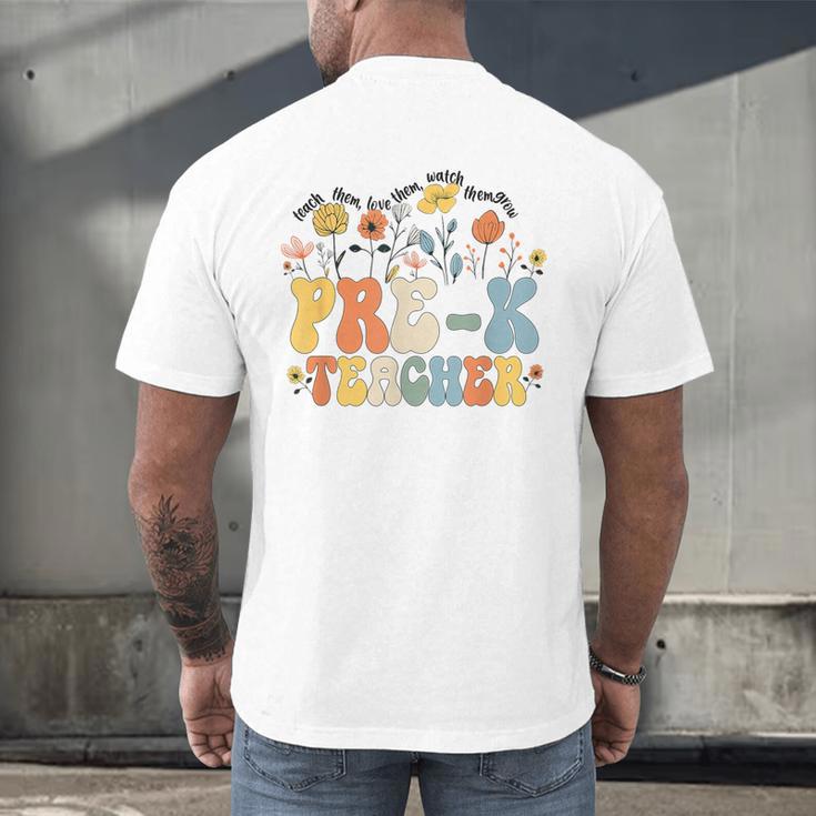 Pre-k Teacher Appreciation Teaching Wildflowers Men's Back Print T-Shirt, gift for family, gift for coworker Pre-k Teacher Appreciation Teaching Wildflowers Men's Back Print T-Shirt, gift for family, gift for coworker