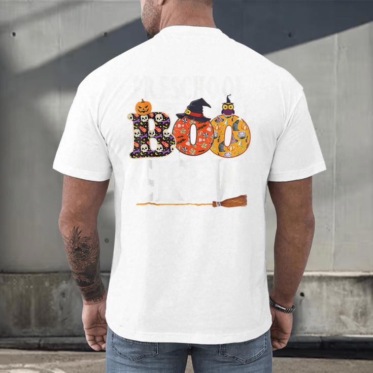 Preschool Boo Crew Teacher Halloween Men's Back Print T-Shirt, gift for family, gift for coworker