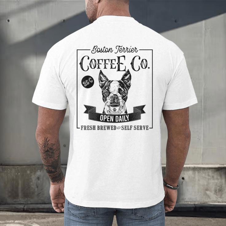 Retro Boston Terrier Coffee Dog Mom Coffee Lover Men's Back Print T-Shirt, gift for family, gift for coworker