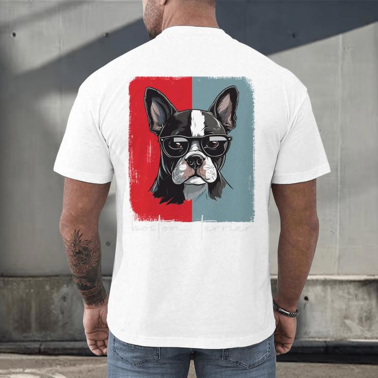 Retro Boston Terrier Dog Lover Bostie Mom Dad Dog Owner Men's Back Print T-Shirt, gift for family, gift for coworker