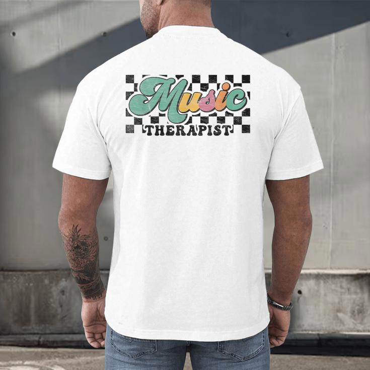 Retro Checkered Music Therapist Squad Music Therapy Teacher For Men Women Men's Back Print T-Shirt, gift for family, gift for coworker Retro Checkered Music Therapist Squad Music Therapy Teacher For Men Women Men's Back Print T-Shirt, gift for family, gift for coworker