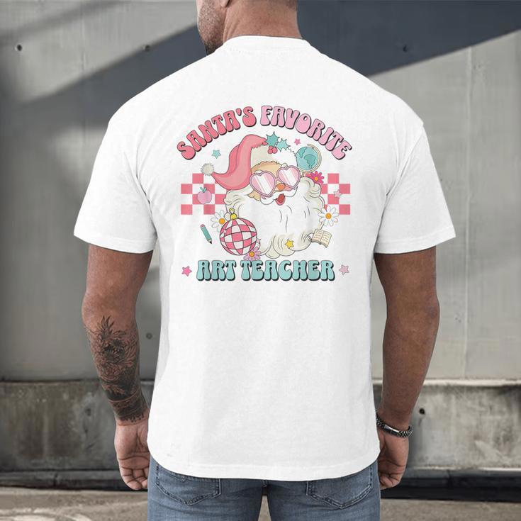 Retro Pink Christmas Santa's Favorite Art Teacher Artist Men's Back Print T-Shirt, gift for family, gift for coworker Retro Pink Christmas Santa's Favorite Art Teacher Artist Men's Back Print T-Shirt, gift for family, gift for coworker