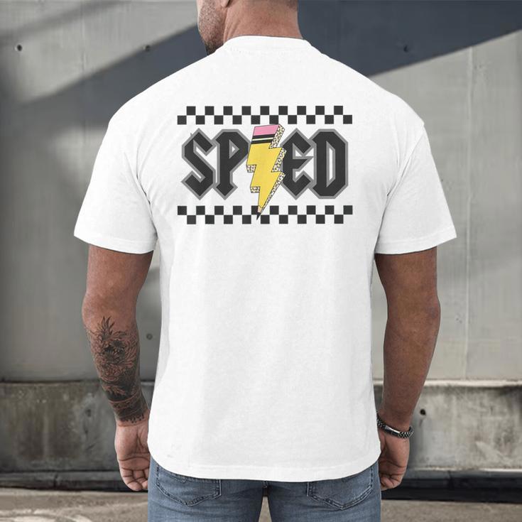 Retro SPED Teacher Pencil Lightning Bolt Back To School Men's Back Print T-Shirt, gift for family, gift for coworker Retro SPED Teacher Pencil Lightning Bolt Back To School Men's Back Print T-Shirt, gift for family, gift for coworker