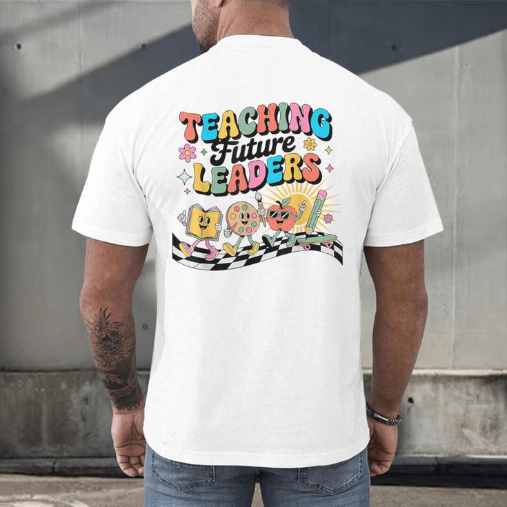 Retro Teaching Future Leaders Groovy Teacher Back To School Men's Back Print T-Shirt, gift for family, gift for coworker Retro Teaching Future Leaders Groovy Teacher Back To School Men's Back Print T-Shirt, gift for family, gift for coworker