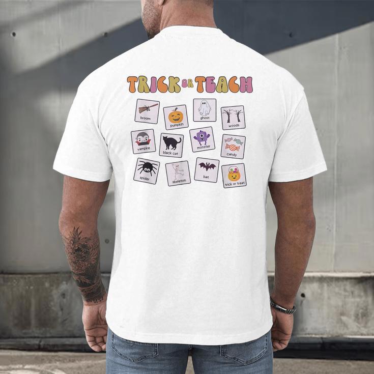 Retro Trick Or Treat Halloween Special Education Teacher Men's Back Print T-Shirt, gift for family, gift for coworker