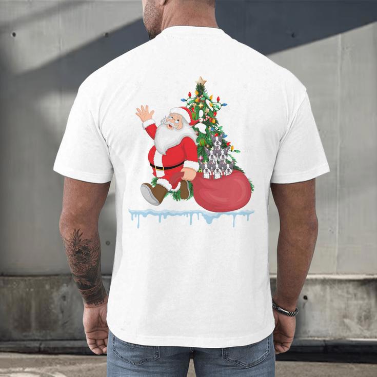 Santa Ugly Christmas Tree Lights Boston Terrier Dog Lover Men's Back Print T-Shirt, gift for family, gift for coworker