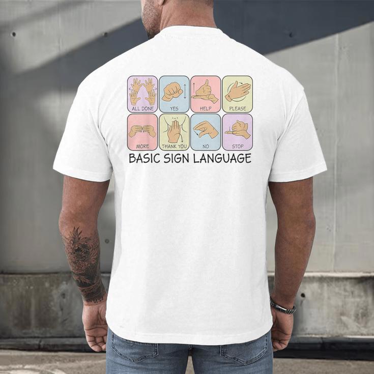 Basic Sign Language Speech Pathology Aac Sped Teacher Men's Back Print T-Shirt, gift for family, gift for coworker Basic Sign Language Speech Pathology Aac Sped Teacher Men's Back Print T-Shirt, gift for family, gift for coworker