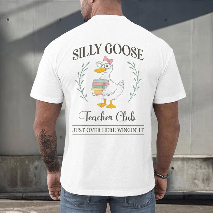 Silly Goose Teacher Club Men's Back Print T-Shirt, gift for family, gift for coworker Silly Goose Teacher Club Men's Back Print T-Shirt, gift for family, gift for coworker