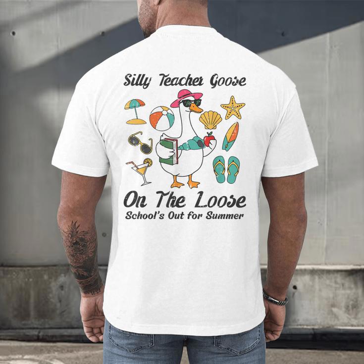 Silly Teacher Goose On The Loose School Out Summer Women Men Men's Back Print T-Shirt, gift for family, gift for coworker Silly Teacher Goose On The Loose School Out Summer Women Men Men's Back Print T-Shirt, gift for family, gift for coworker