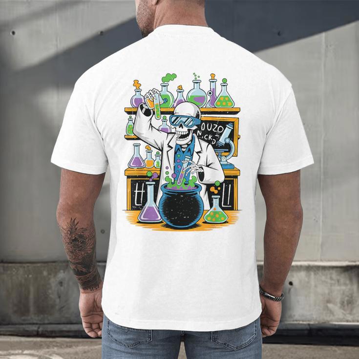 Skeleton Mad Scientist Halloween Costume Science Teacher Men's Back Print T-Shirt, gift for family, gift for coworker Skeleton Mad Scientist Halloween Costume Science Teacher Men's Back Print T-Shirt, gift for family, gift for coworker