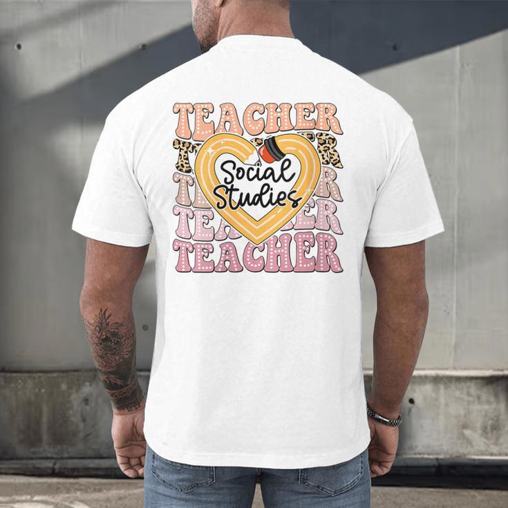 Social Studies Teacher Pencil Heart Leopard Back To School Men's Back Print T-Shirt, gift for family, gift for coworker Social Studies Teacher Pencil Heart Leopard Back To School Men's Back Print T-Shirt, gift for family, gift for coworker