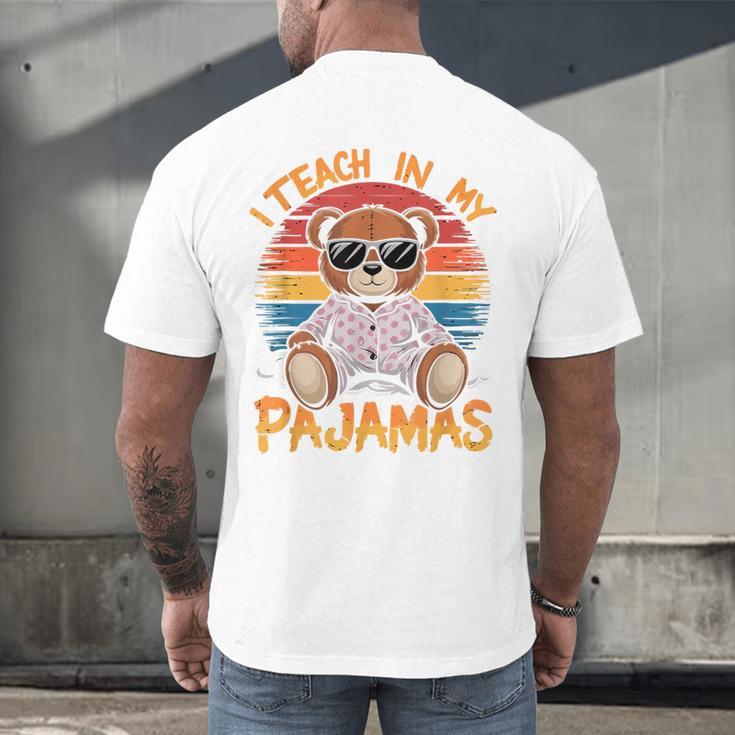I Teach In My Pajamas Teacher Sunset Bear Retro Men's Back Print T-Shirt, gift for family, gift for coworker I Teach In My Pajamas Teacher Sunset Bear Retro Men's Back Print T-Shirt, gift for family, gift for coworker