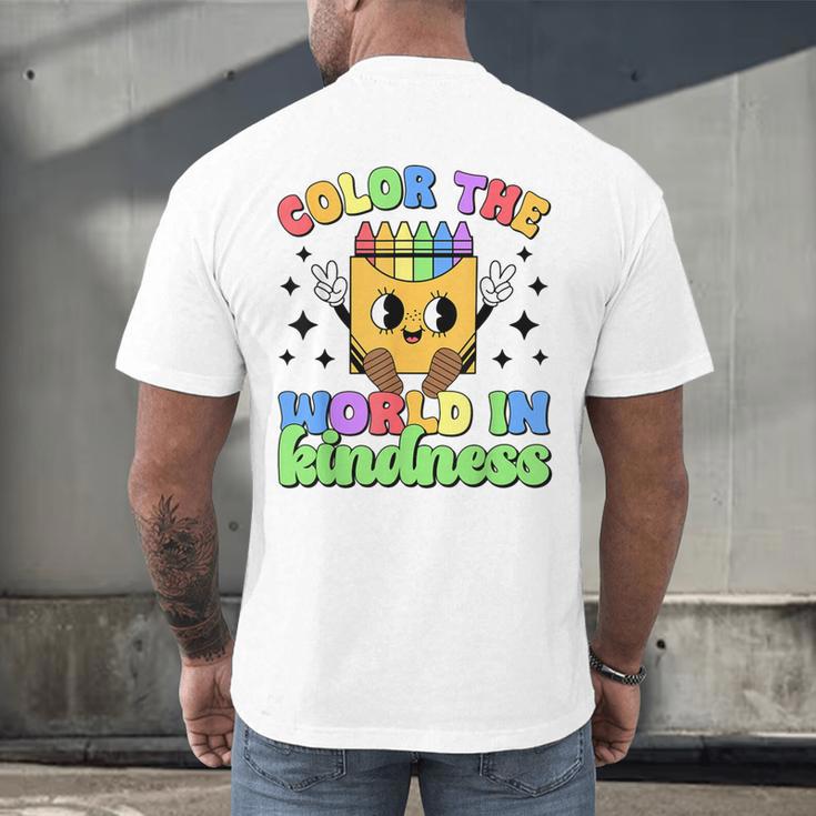 Teacher Back To School Color In Kindness Crayon Pencil Men's Back Print T-Shirt, gift for family, gift for coworker