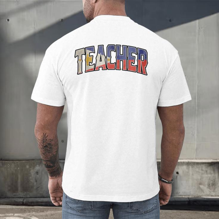 Teacher Filipino Vintage Heritage DNA Flag Men's Back Print T-Shirt, gift for family, gift for coworker
