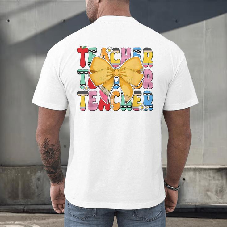 Teacher Pencil Coquette Bow Back To School Teacher Men's Back Print T-Shirt, gift for family, gift for coworker Teacher Pencil Coquette Bow Back To School Teacher Men's Back Print T-Shirt, gift for family, gift for coworker