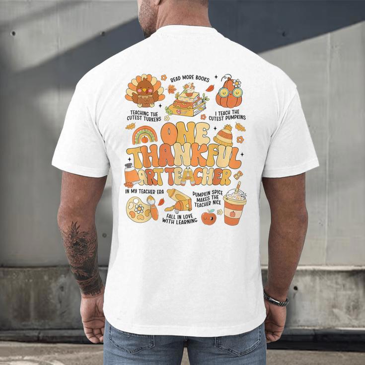 Thanksgiving One Thankful Art Teacher Fall Groovy Men Women Men's Back Print T-Shirt, gift for family, gift for coworker Thanksgiving One Thankful Art Teacher Fall Groovy Men Women Men's Back Print T-Shirt, gift for family, gift for coworker