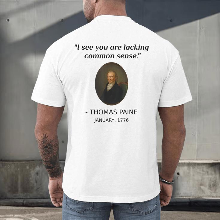 Thomas Paine Common Sense USA History Teacher Student Men's Back Print T-Shirt, gift for family, gift for coworker Thomas Paine Common Sense USA History Teacher Student Men's Back Print T-Shirt, gift for family, gift for coworker