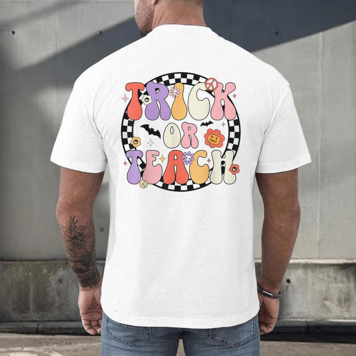 Trick Or Teach Retro Groovy Halloween Teacher Men's Back Print T-Shirt, gift for family, gift for coworker Trick Or Teach Retro Groovy Halloween Teacher Men's Back Print T-Shirt, gift for family, gift for coworker