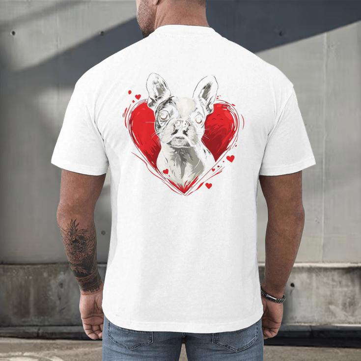 Valentine's Day Boston Terrier Dog Men's Back Print T-Shirt, gift for family, gift for coworker