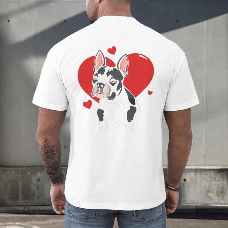 Valentine's Day Boston Terrier Heart Men's Back Print T-Shirt, gift for family, gift for coworker