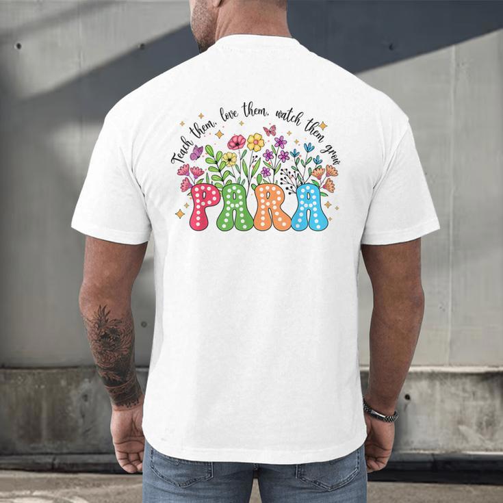 Wildflower Para Floral Paraprofessional Paraeducator Teacher Men's Back Print T-Shirt, gift for family, gift for coworker