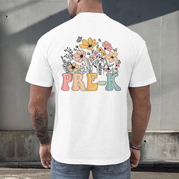 Wildflower Pre-K Preschool Team Floral Teacher Girls Men's Back Print T-Shirt, gift for family, gift for coworker Wildflower Pre-K Preschool Team Floral Teacher Girls Men's Back Print T-Shirt, gift for family, gift for coworker