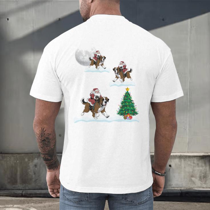 Xmas Lighting Tree Santa Riding Boston Terrier Christmas Men's Back Print T-Shirt, gift for family, gift for coworker