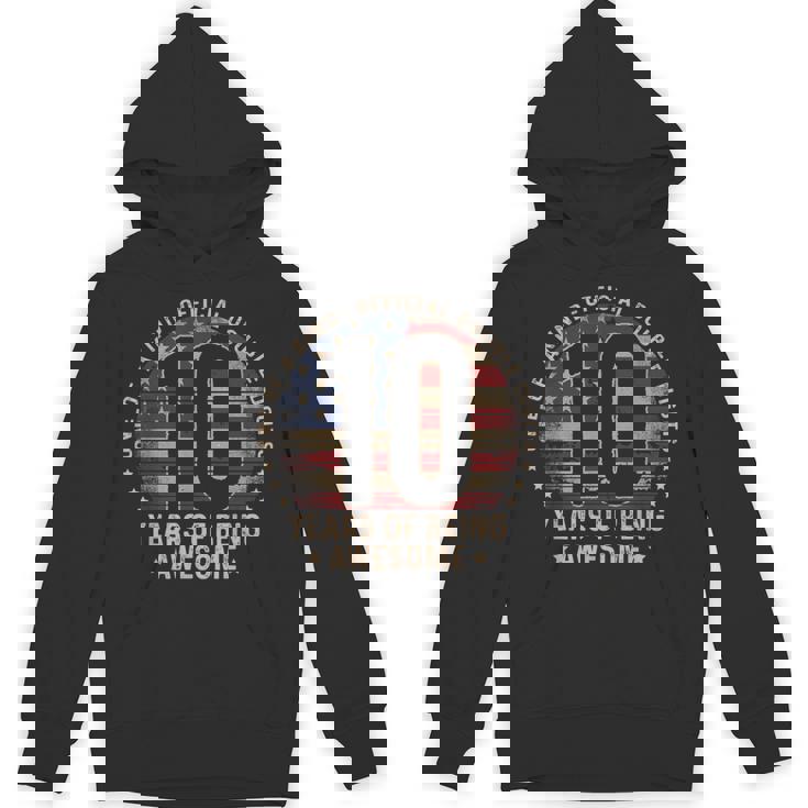 10Th Birthday Official Double Digits 10 Years Old Us Flag Hoodie