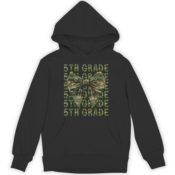 5th Grade Teacher Student Camo Bow Back To School Unisex Hoodie