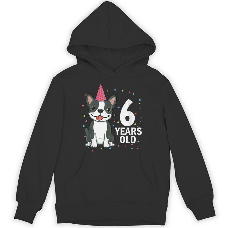 6 Years Old Birthday Boston Terrier Dog Lover 6th Party Kid Unisex Hoodie